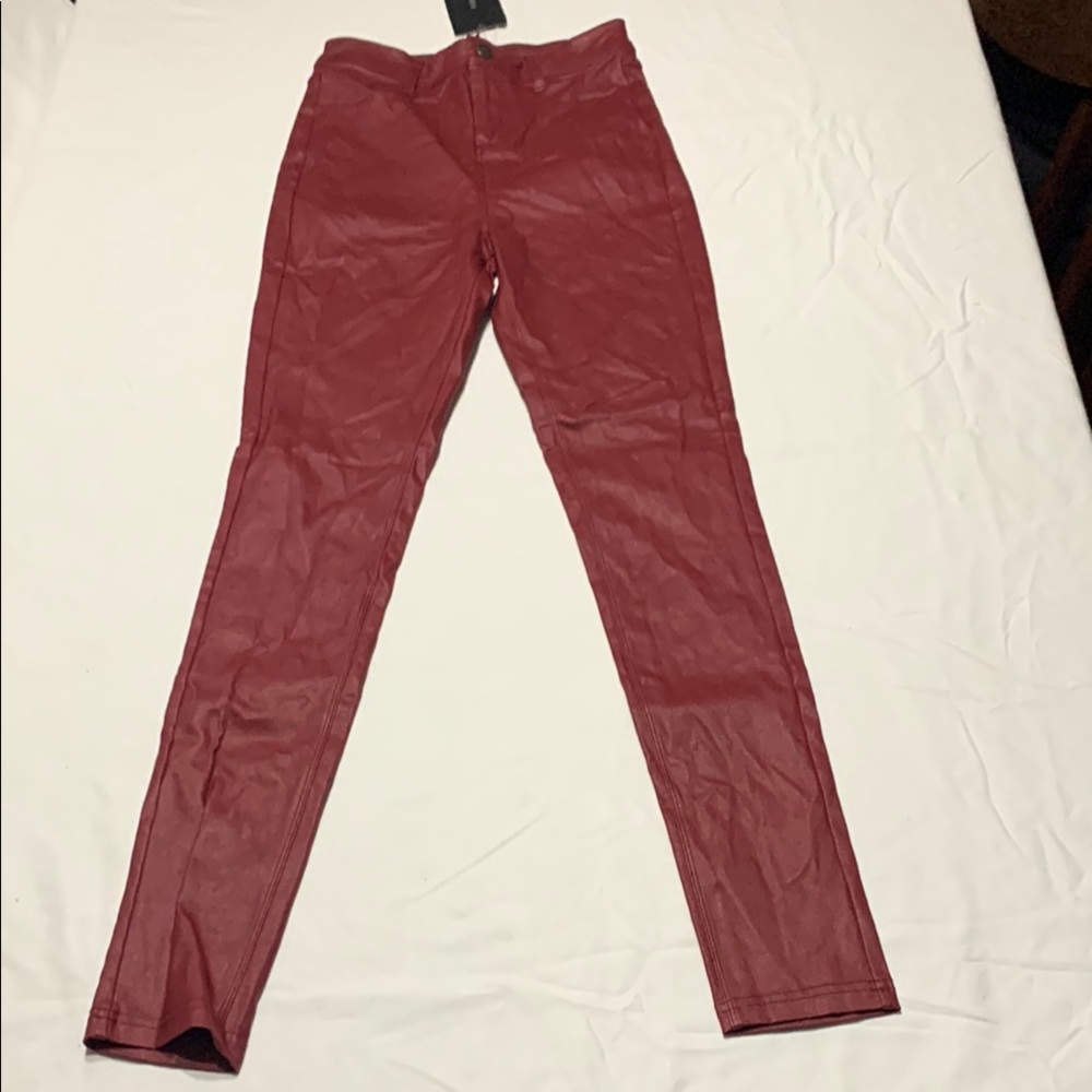 Fashion Nova Red Skinny Pants with High-Rise Waist